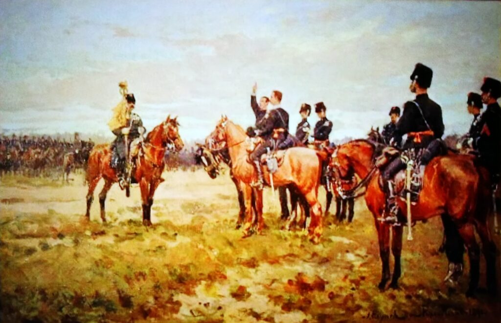 Jan Hoynck van Papendrecht, 
‘Beëdiging op de Gorsselse Heide, augustus 1891’.
(Bron: Cavaleriemuseum, Amersfoort)