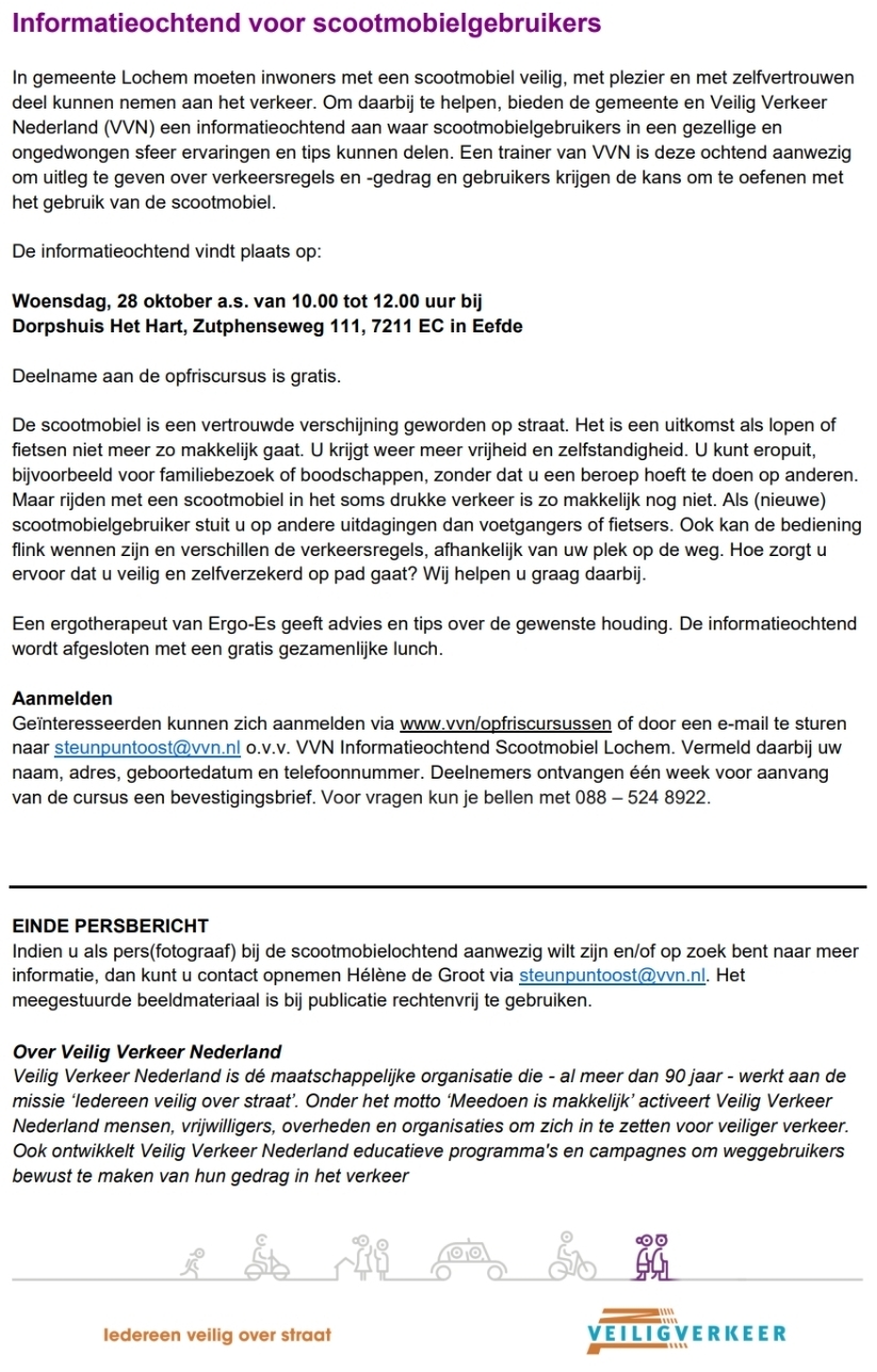 Informatieochtend voor scootmobielgebruikers